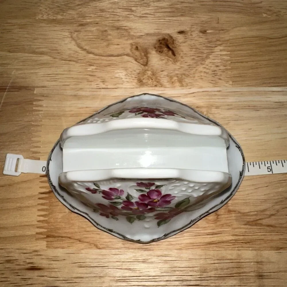 vintage porcelain napkin holder Hand Painted